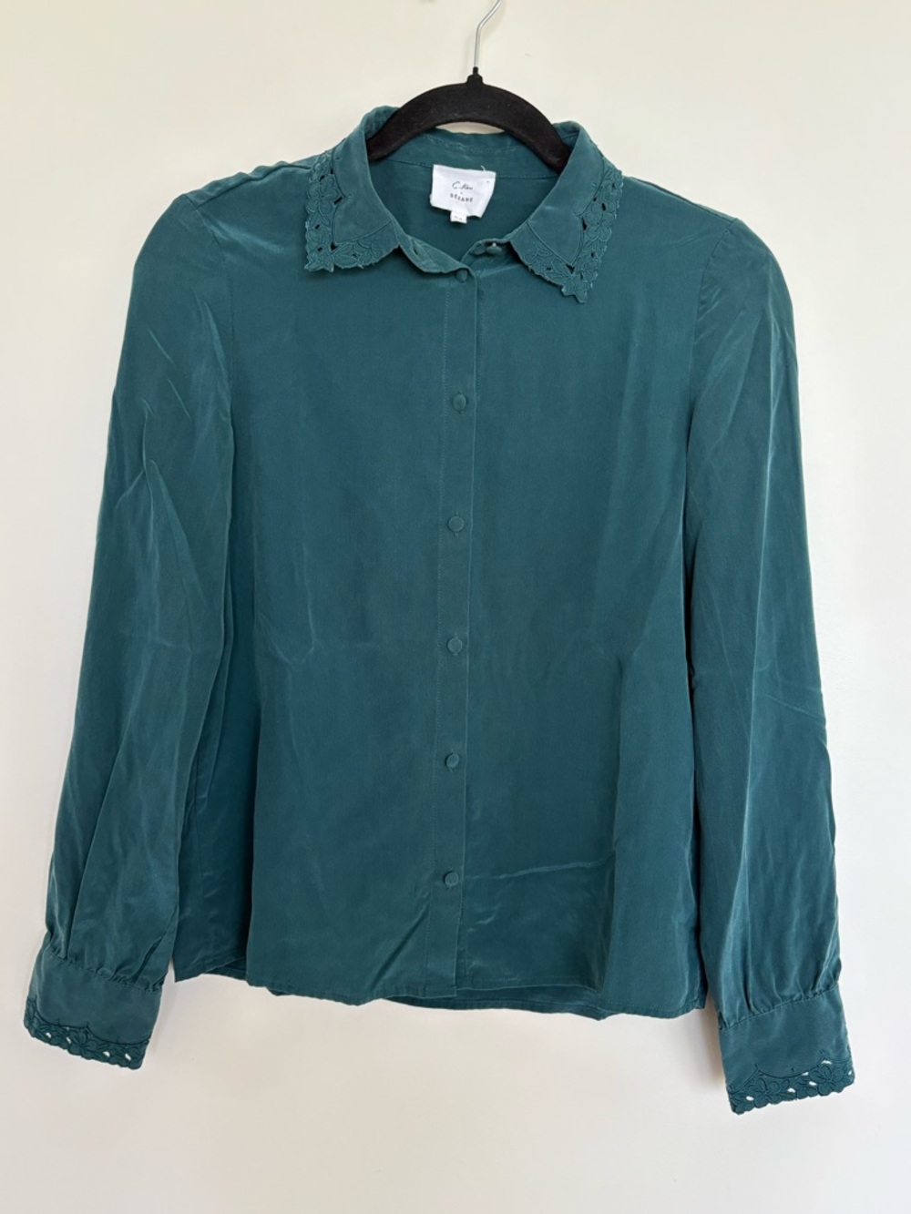 Sezane Silk Top Floral lace detail 34/2/XS